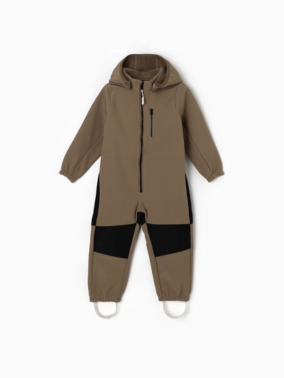 Комбинезон для девочки MINAKU: Softshell на флисе, непромокаемый, цвет хаки, рост 128 см