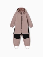 Комбинезон демисезонный для девочек MINAKU: Softshell на флисе, непромокаемый, пыльно-розовый, рост 110 см - Фото 6