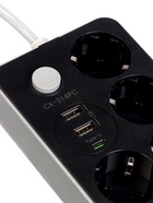 Удлинитель сетевой, 4 розетки, 2 м, 1300 Вт, 3×0.75 мм2, 2 USB-A, USB-C, 2.1 А, с заземлением, с выключателем - Фото 5