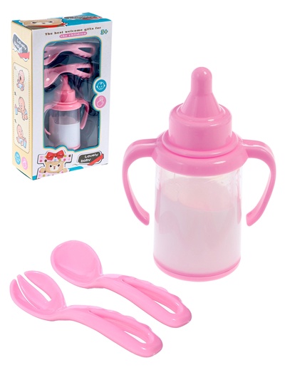 Набор аксессуаров для пупса: бутылочка, ложка, вилка