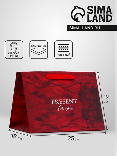 Пакет подарочный с широким дном, Present, 25×19×18 см