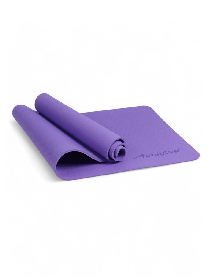 Коврик для фитнеса и йоги ONLYTOP, 183×61× 0.8 см, фиолетовый