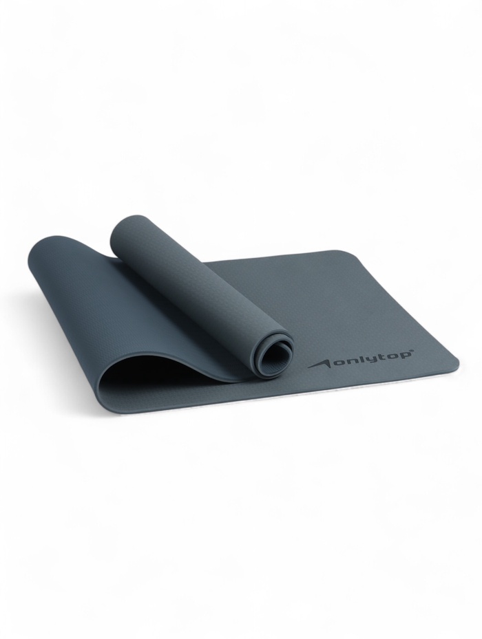 Коврик для фитнеса и йоги ONLYTOP, 183×61×0.8 см, графитовый/тёмно-серый - Фото 1