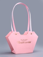 Сумка для цветов тиснение розовая, «Самой прекрасной», влагостойкая, 23×15×9 см - Фото 3