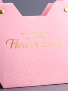 Сумка для цветов тиснение розовая, «Самой прекрасной», влагостойкая, 23×15×9 см - Фото 4
