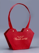 Сумка для цветов тиснение красная, «Самой прекрасной», влагостойкая, 23×15×9 см - Фото 3