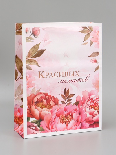 Пакет подарочный вертикальный «Красивых моментов», L 31 × 40 × 11,5 см
