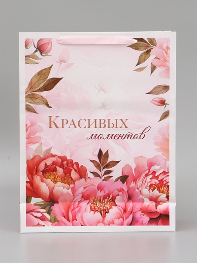 Пакет подарочный вертикальный «Красивых моментов», L  31 × 40 × 11,5 см