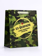 Пакет подарочный вертикальный «23 февраля», ML 23×27×11.5 см - Фото 1