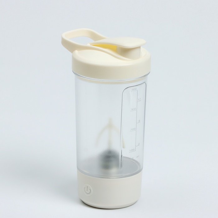 Шейкер спортивный для коктейлей и воды, с мерной шкалой, 400 мл, 9×11×19.5 см, 500 мАч - Фото 1