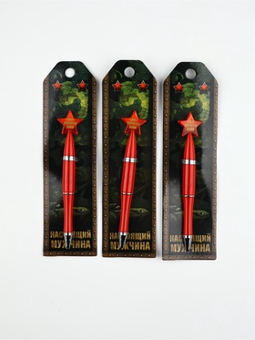 Ручки шариковые, синяя паста, набор 3 шт., со звездой «Настоящий мужчина»  (артикул 10800404)  большой выбор товаров оптом и в розницу по низким ценам с доставкой