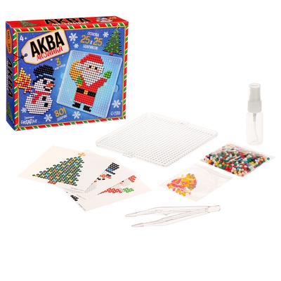 Аквамозаика «Дед Мороз: Снеговичок и ёлочка», 3 фигурки, 801 шарик