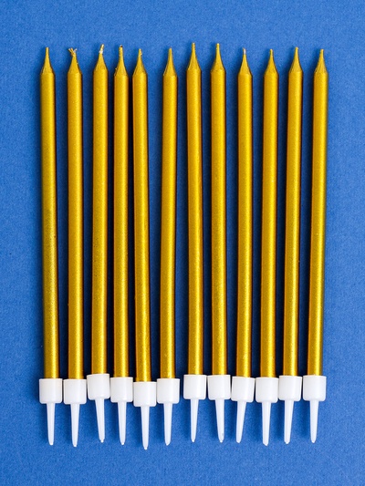 Свечи для торта «Ройс», 12 шт., золотой металлик