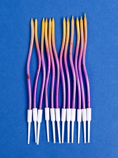 Свечи для торта «Серпантин», 12 шт., градиент золотой и фиолетовый