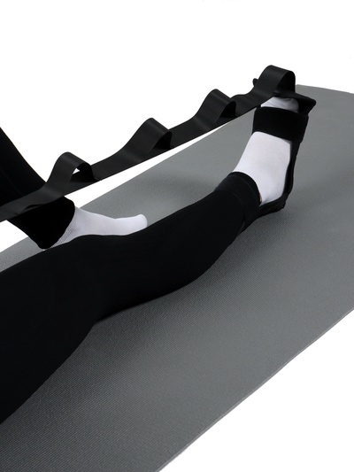 Эспандер-лента с захватами для мышц ног, чёрный