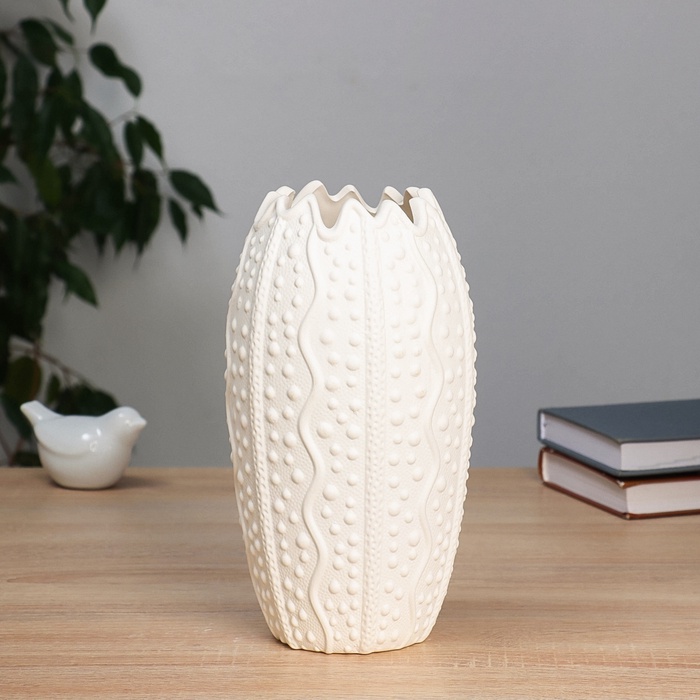 Ваза настольная «Каллум», 23×10 см, керамика, белая