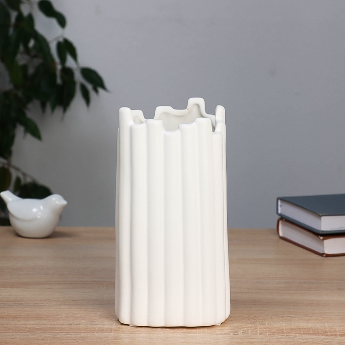Ваза настольная «Барнаби», 21×10.5 см, керамика, белая