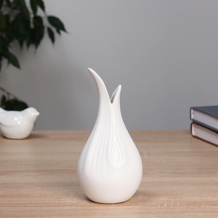 Ваза настольная «Эллис», 17×8 см, керамика, белая - Фото 1