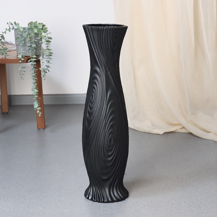 Ваза для цветов напольная «Тревор», 56×15 см, керамика, чёрная