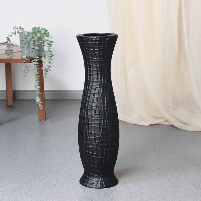 Ваза для цветов напольная «Уилбур», 57×15 см, керамика, чёрная