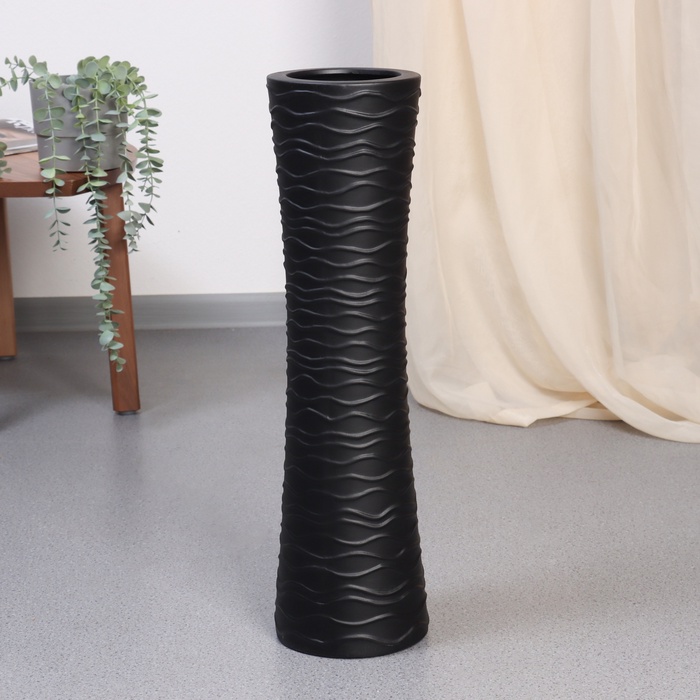 Ваза напольная «Ллойд», 57×15 см, керамика, чёрная - Фото 1
