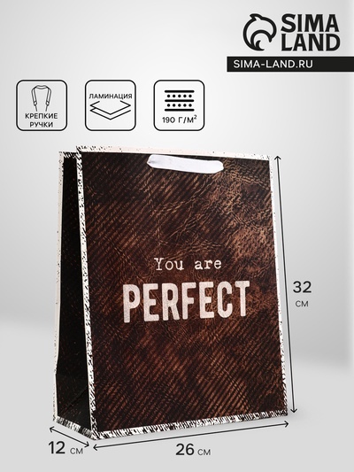 Пакет подарочный вертикальный YOU are PERFECT, 26×32×12 см