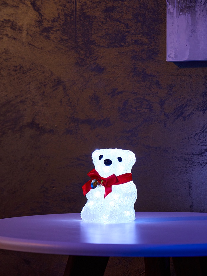 Светодиодная фигура «Медвежонок» 13×10 см, акрил, 20 LED, от батареек ААх2, свечение белое