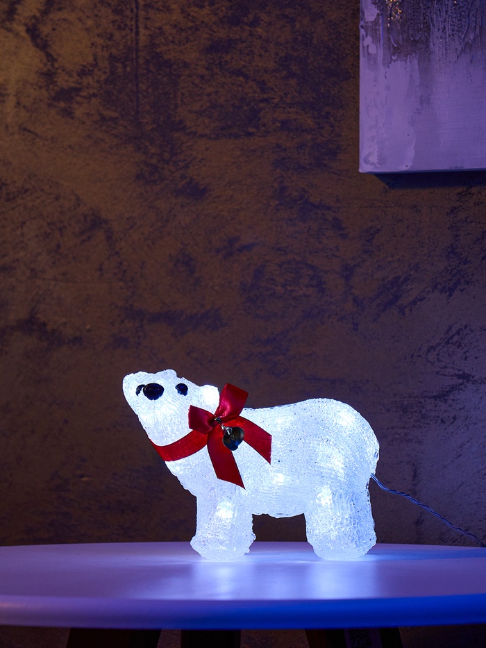 Светодиодная фигура «Мишка» 12×17 см, акрил, 20 LED, от батареек ААх2, свечение белое