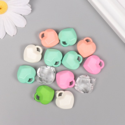 Декор для творчества пластик «Сердечко ромбиком», набор 20 г, 1.9×1.7×0.8 см, МИКС