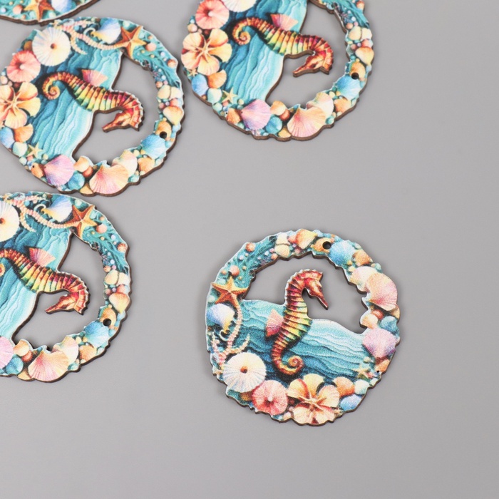 Декор для творчества дерево «Морской конёк», 3.9×3.9×0.3 см