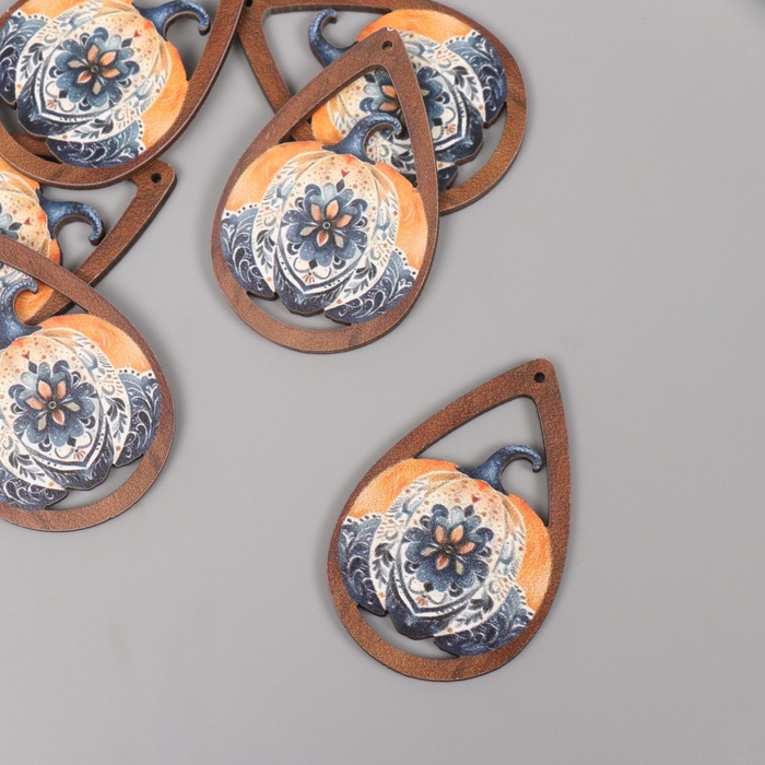 Декор для творчества дерево «Тыква с узором», 4.9×3.3×0.3 см