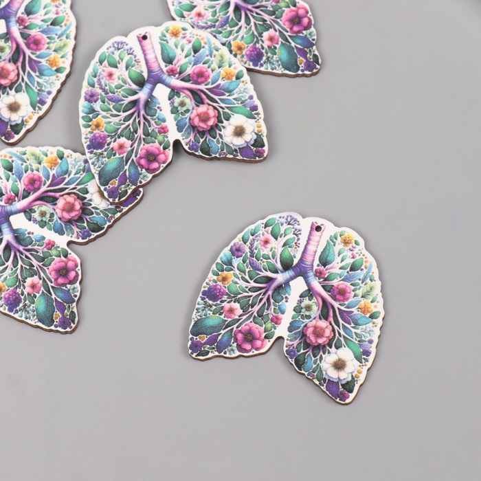 Декор для творчества дерево «Лёгкие. Цветы», 4.2×4.4×0.3 см