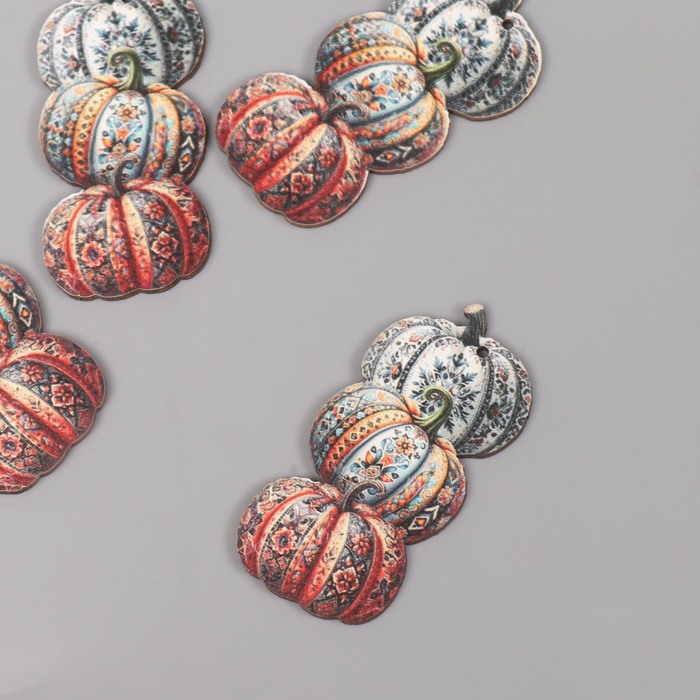 Декор для творчества дерево «Три узорчатые тыквы», 5.4×3.3×0.3 см