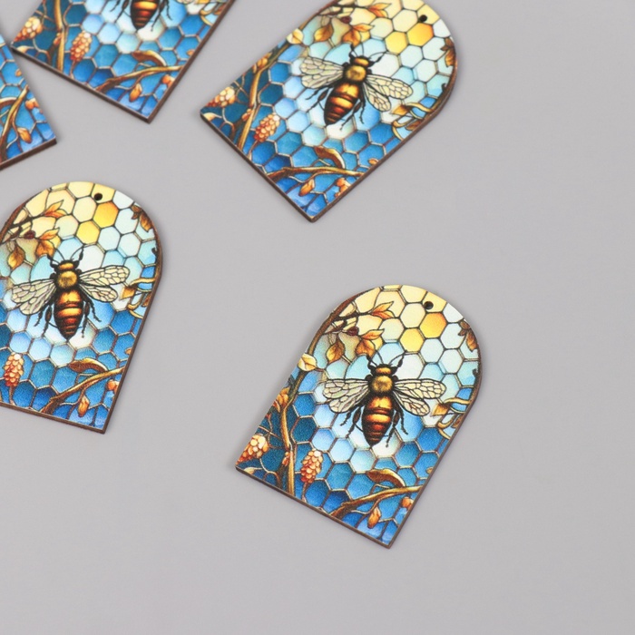 Декор для творчества дерево «Пчела и соты. Витраж», 4.4×3×0.3 см