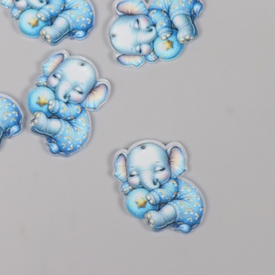Декор для творчества акрил «Слонёнок в пижамке сладко спит», 2.5×3.4×0.2 см