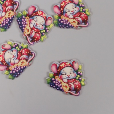 Декор для творчества акрил «Мышонок в пижамке сладко спит на сыре», 3×3×0.2 см