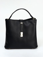 Сумка женская тоут на молнии, 23×12×20 см, однотонная, чёрная - Фото 4