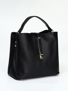 Сумка женская тоут на молнии, 23×12×20 см, однотонная, чёрная - Фото 5