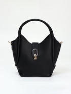 Сумка женская тоут на клапане, с косметичкой, 17×11×22 см, однотонная, чёрная - Фото 5