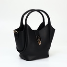 Сумка женская тоут на клапане, с косметичкой, 17×11×22 см, однотонная, чёрная - Фото 6