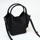 Сумка женская тоут на клапане, с косметичкой, 17×11×22 см, однотонная, чёрная - Фото 7