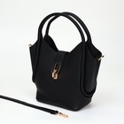 Сумка женская тоут на клапане, с косметичкой, 17×11×22 см, однотонная, чёрная - Фото 8