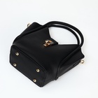 Сумка женская тоут на клапане, с косметичкой, 17×11×22 см, однотонная, чёрная - Фото 2