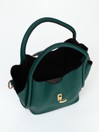 Сумка женская тоут на клапане, с косметичкой, 17×11×22 см, однотонная, тёмно-зелёная - Фото 11