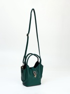 Сумка женская тоут на клапане, с косметичкой, 17×11×22 см, однотонная, тёмно-зелёная - Фото 4