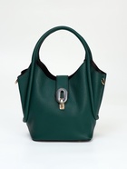 Сумка женская тоут на клапане, с косметичкой, 17×11×22 см, однотонная, тёмно-зелёная - Фото 5