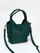 Сумка женская тоут на клапане, с косметичкой, 17×11×22 см, однотонная, тёмно-зелёная - Фото 7