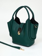 Сумка женская тоут на клапане, с косметичкой, 17×11×22 см, однотонная, тёмно-зелёная - Фото 8