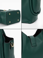 Сумка женская тоут на клапане, с косметичкой, 17×11×22 см, однотонная, тёмно-зелёная - Фото 2