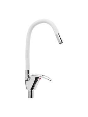 УЦЕНКА Смеситель для кухни ZEIN Z2074W, силикон. излив, картридж 40 мм, латунь, белый/хром 10859728